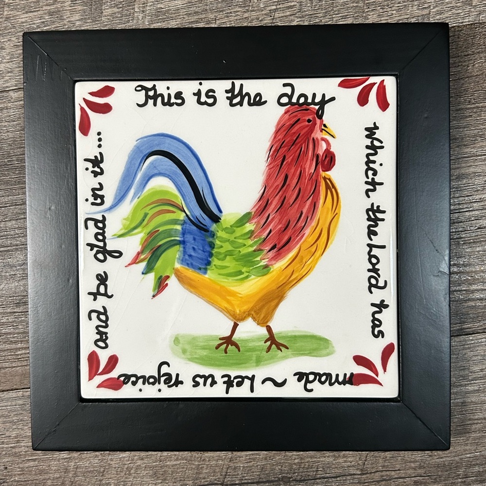 Hand Painted Rooster Tile Plaque - Picture 3 of 5